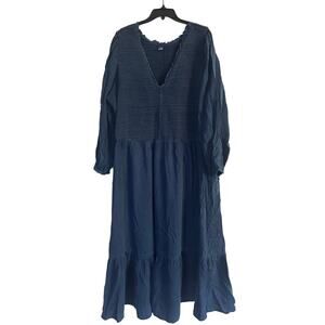 NWT Old Navy Plus Size Lightweight Blue Dress Bottom Ruffle Smocking Size 4X